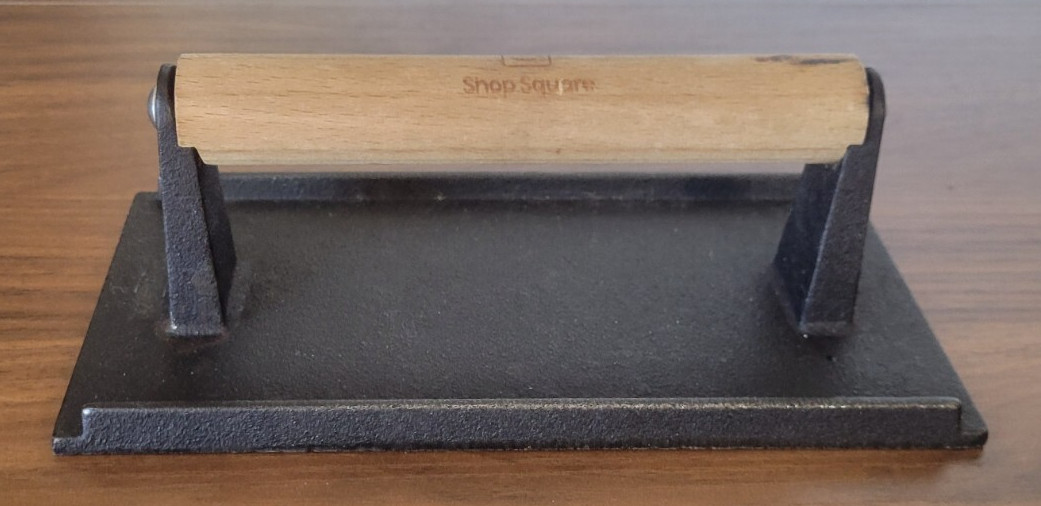 Cast Iron Grill Press 8" x 4" , 2.6 lb Griddle Press with Cool-Touch Wood Handle gallery