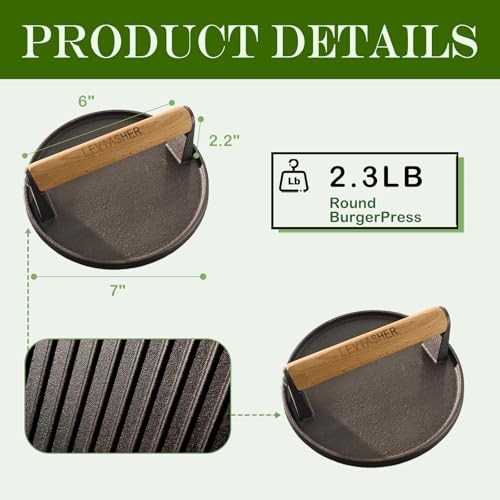 2 Pack 2.3lb Steak Weight & Burger Press, Striped Base, 7" Round strip 2pack gallery