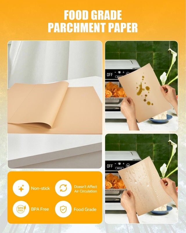 130PCs Air Fryer Paper For Gourmia Toaster Oven Digital Fryer, Burlywood gallery