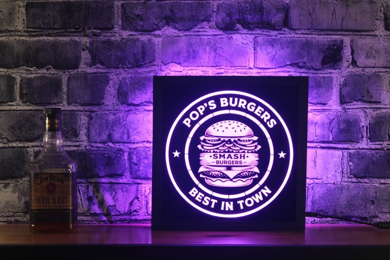 Smash Burger LED Sign Bar Lighted 12x12 Custom Non-Neon Cheeseburger gallery