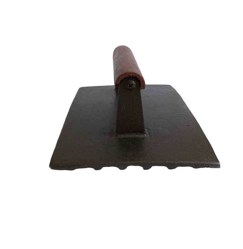 Cast Iron VTG Bacon Burger Press Wood Handle Black gallery