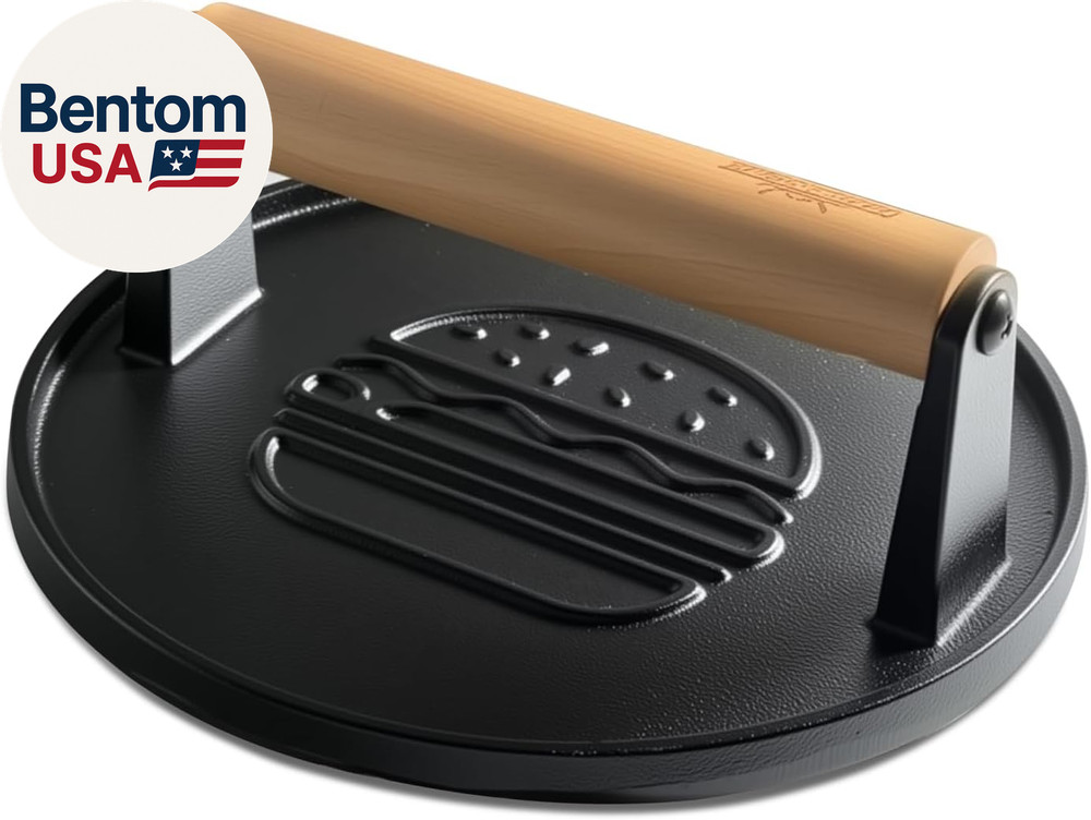 Cast Iron Smash Burger Press 7.1",Grill Bacon Meat Press Tool,Perfect for Blacks