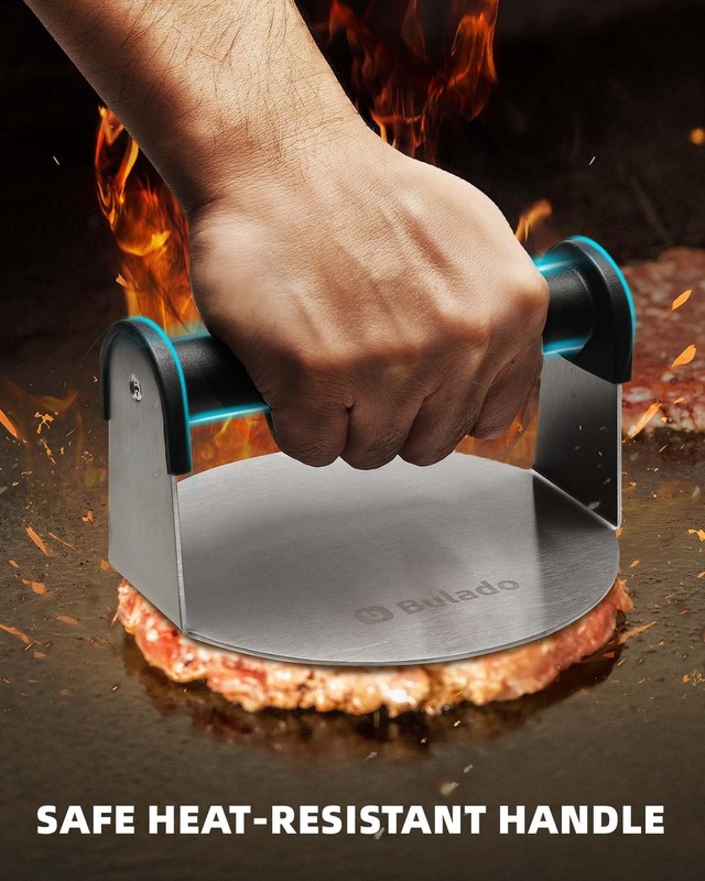 Bulado Burger Press, 6'' Round Burger Smasher for Griddle with Heat-Resistant... gallery