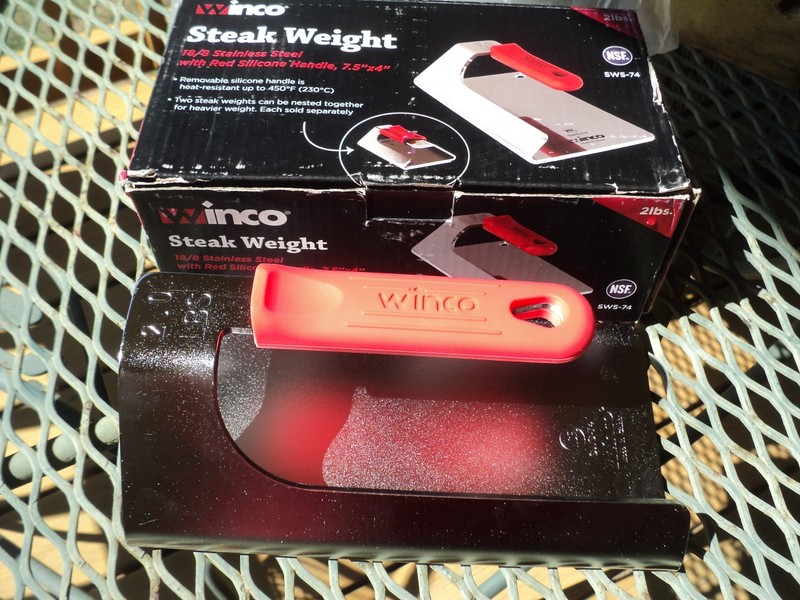 Winco Steak Weight 2 lb Grill Press Stainless Steel Bacon Burger Smasher- "NEW" gallery