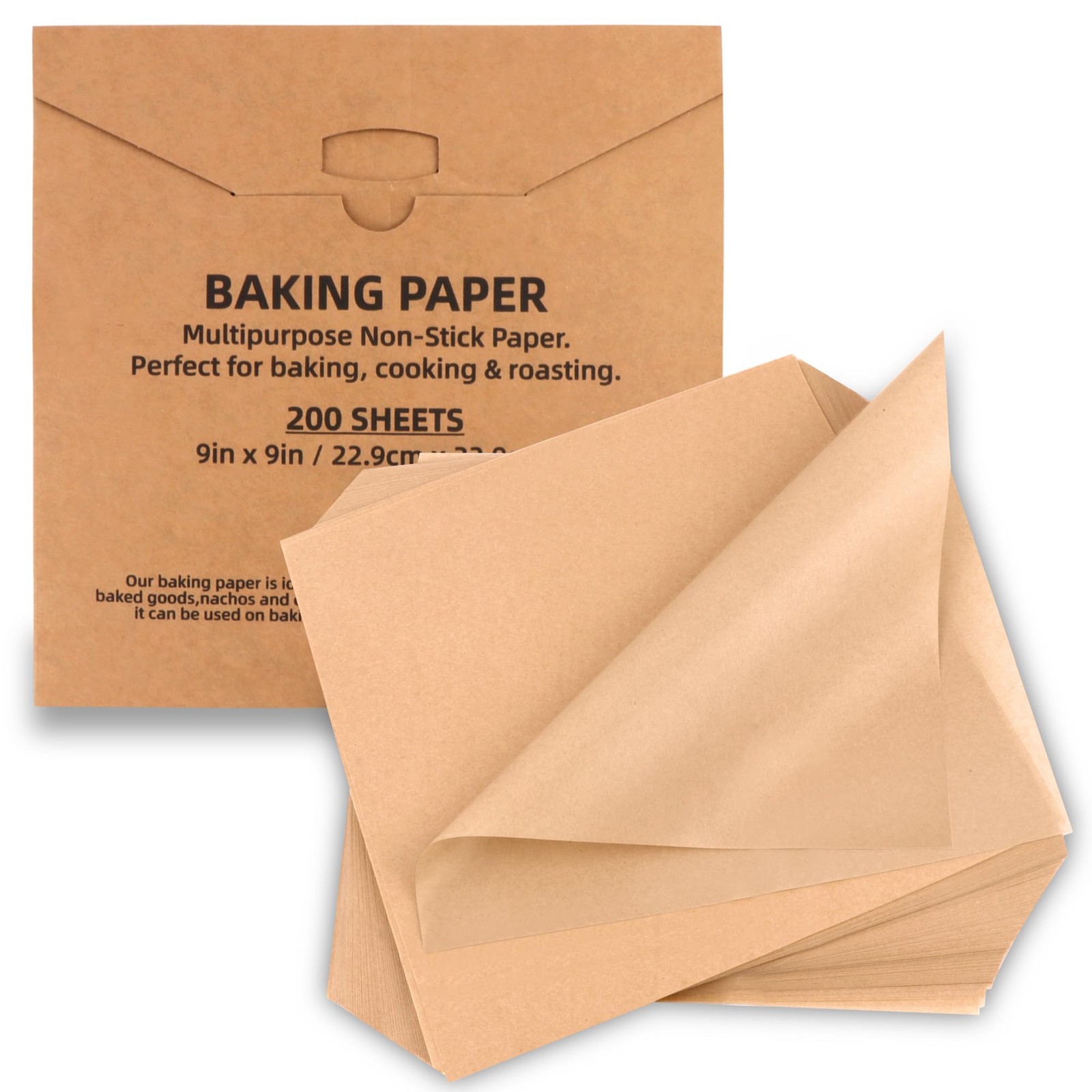 Tikxlafe 200 Pcs 9x9 Inch Parchment Paper Sheets, Precut 9"x9"-200pcs, Brown gallery