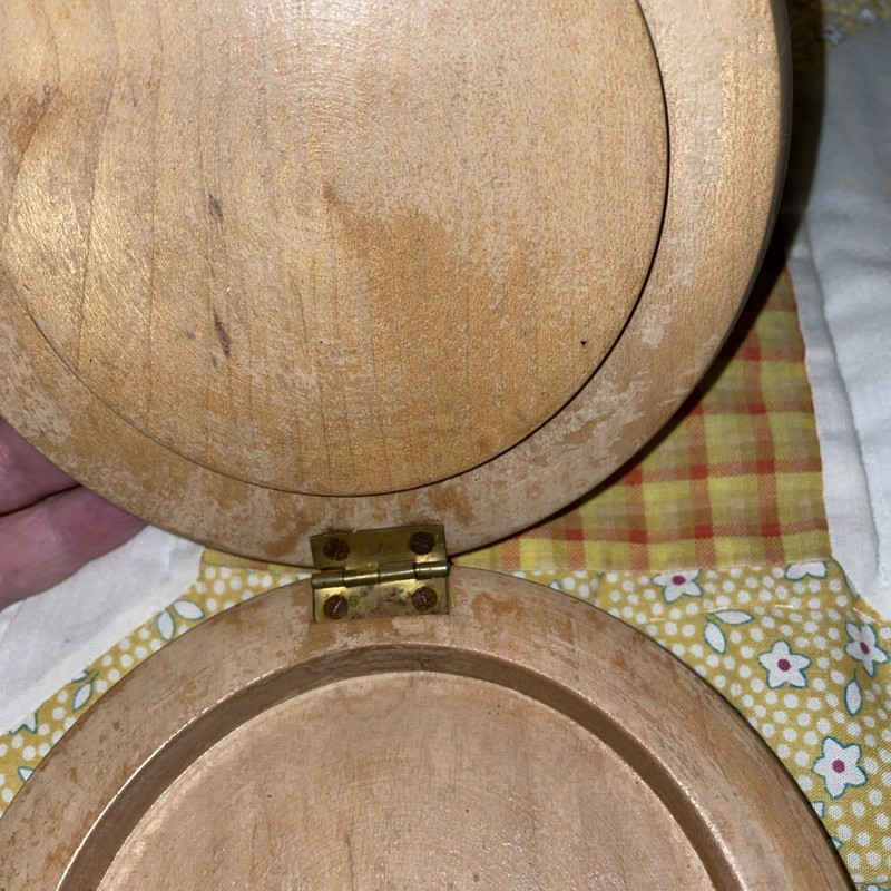 Vintage Mid- 20th Century Hand-painted Wooden Hamburger Press gallery