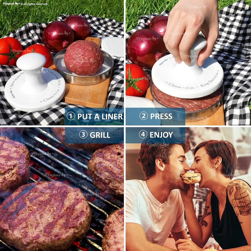 Burger Press 5" Hamburger Press Patty Maker | Patty Press Burger Mold Ring | wit gallery