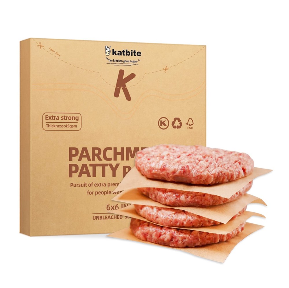 Katbite 300Pcs 6x6 Inches Patty Paper, Burger 6"x6"-300, 6"x6"-300