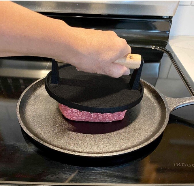 Grill Steak Press Flat BBQ Hamburger Bacon Cast Iron Heavy Weight Meat Patty Rou gallery