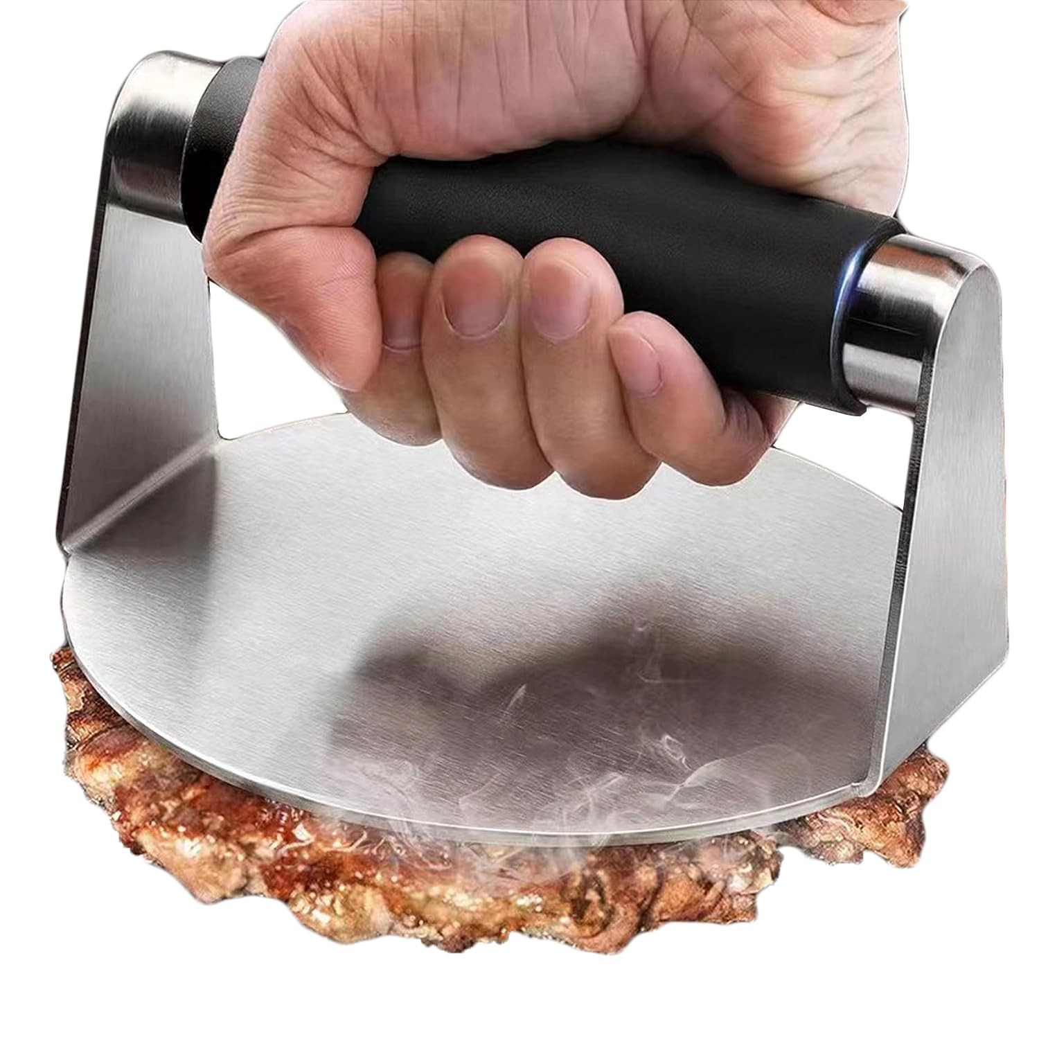JNXHON 5.5inches 304Stainless Steel Burger Press, Round Smasher Black gallery