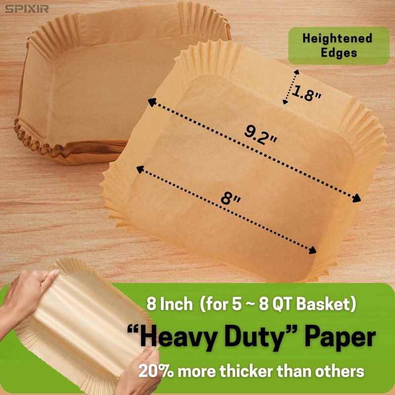 Air Fryer Paper Liners, 100Pcs Liners Disposable 8" 8"Square, Brown gallery