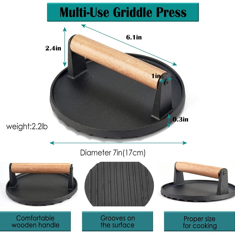 Melting Dome & Grill Press for Griddle, Stainless Steel 9In Basting Cover & H... gallery