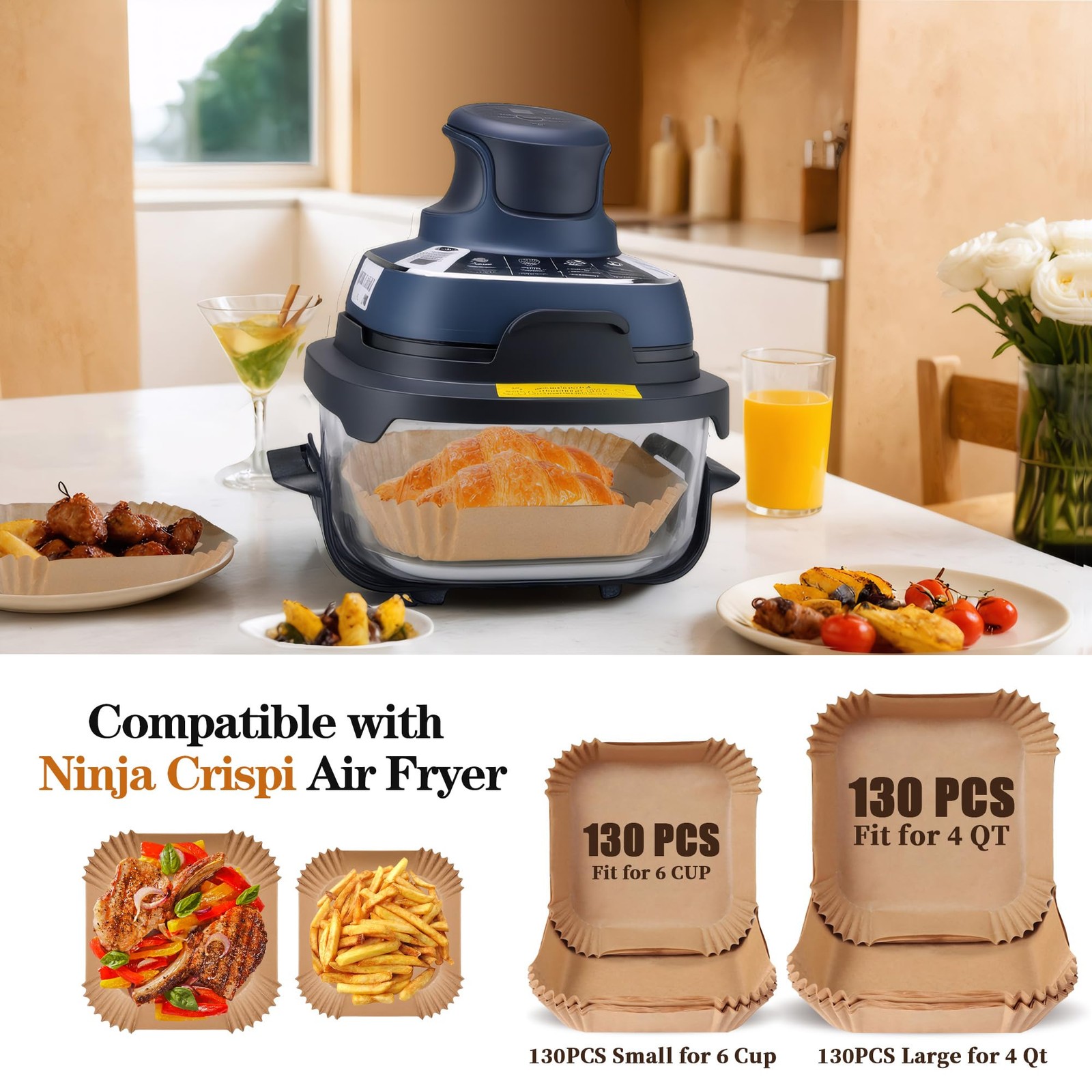 Air Fryer Liners disposable fits fits fits for Ninja Crispi 260 PCS gallery