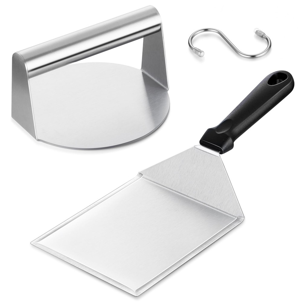 Smashed Burger Kit, Large Burger Spatula, 5½ inch Stainless Steel Burger Pres...