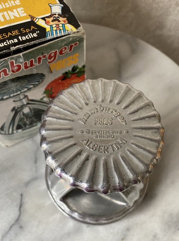 Vtg Albertini Hamburger Maker Press, 1960’s Aluminum, Made Italy gallery