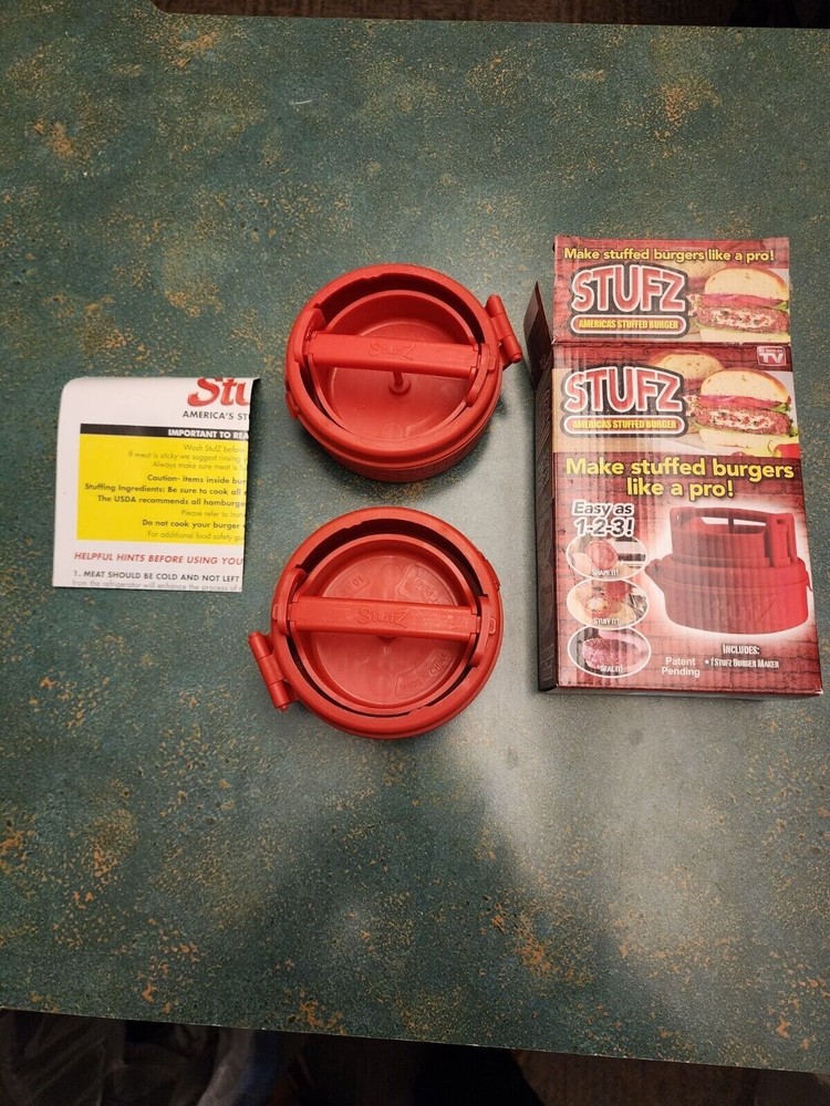 Two STUFZ Burger Stuffer Hamburger Maker Stuffed Patty Press BBQ As Seen On TV!