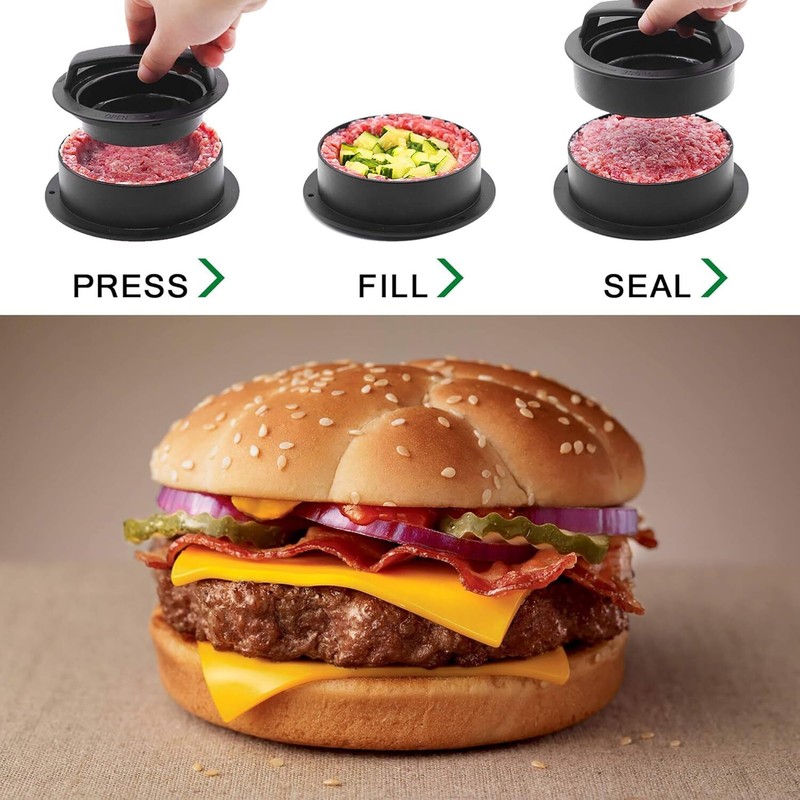 3n1 Hamburger Press Patty Maker, Burger Press, Non-Stick Meat Beef Veggie Molder gallery