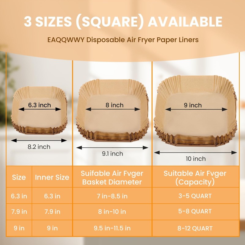 Air Fryer Paper Liners: 100 Pcs Disposable 7.9 inch, wood pulp gallery