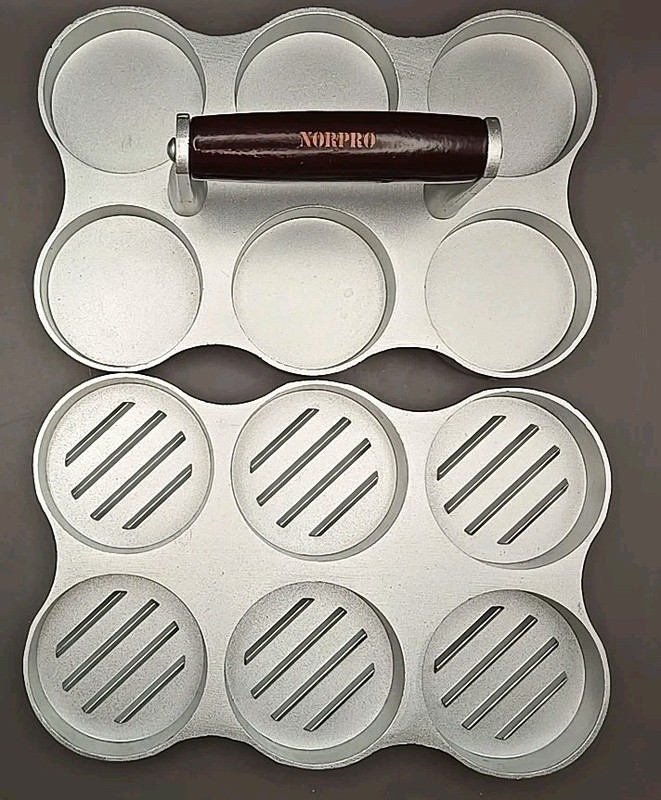 Norpro Cast Aluminum MINI 6 BURGER PRESS Sliders 2 oz - 2.5" Patties gallery