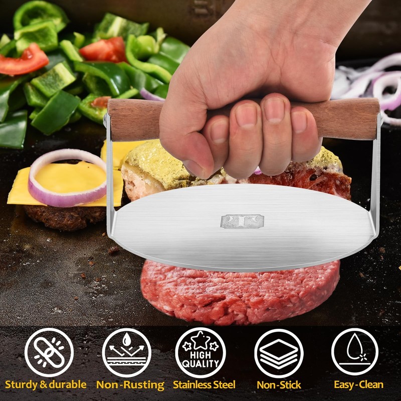 Stainless Steel Burger Press-Engraved Letter Customized Gift idea 6 inch Round gallery