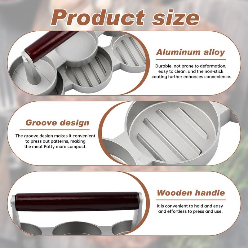Mini Burger Press 100 Papers Meat Patty Maker Round Three 2.56-inch molds gallery