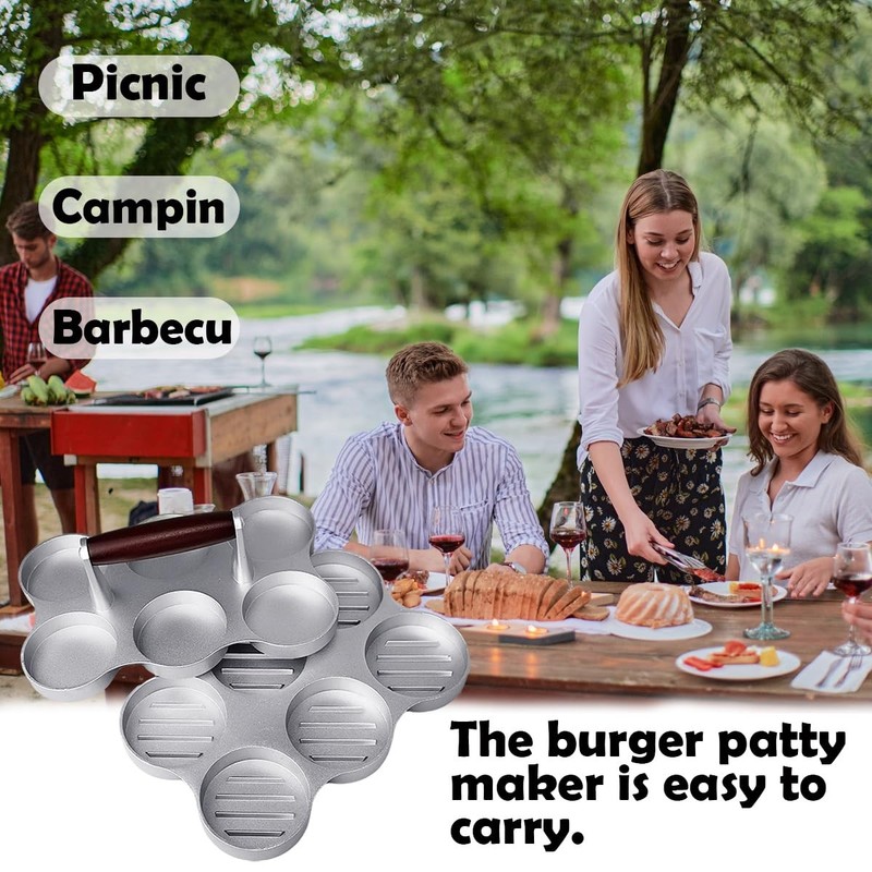 Burger Patty Press 8 Container Oil Brush 200 Paper 6 Hole Mini Grill gallery