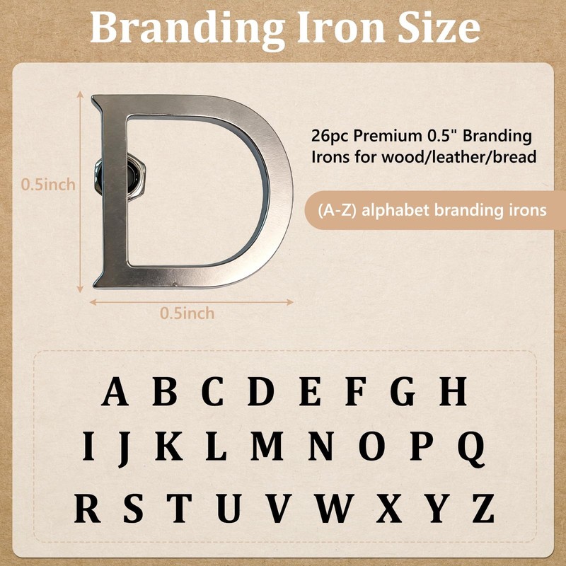 Vercxlyra 1/2" Branding Irons, 26-Piece Alphabet Custom Mini Branding Iron Se... gallery