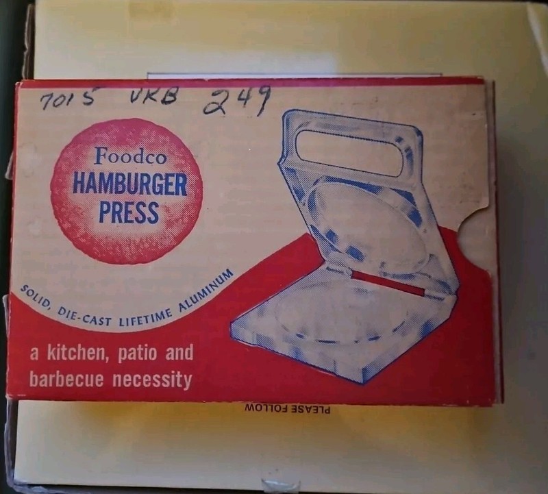 FoodCo Hamburger Press Die Cast Metal Vintage In Box Kitchen Quip gallery