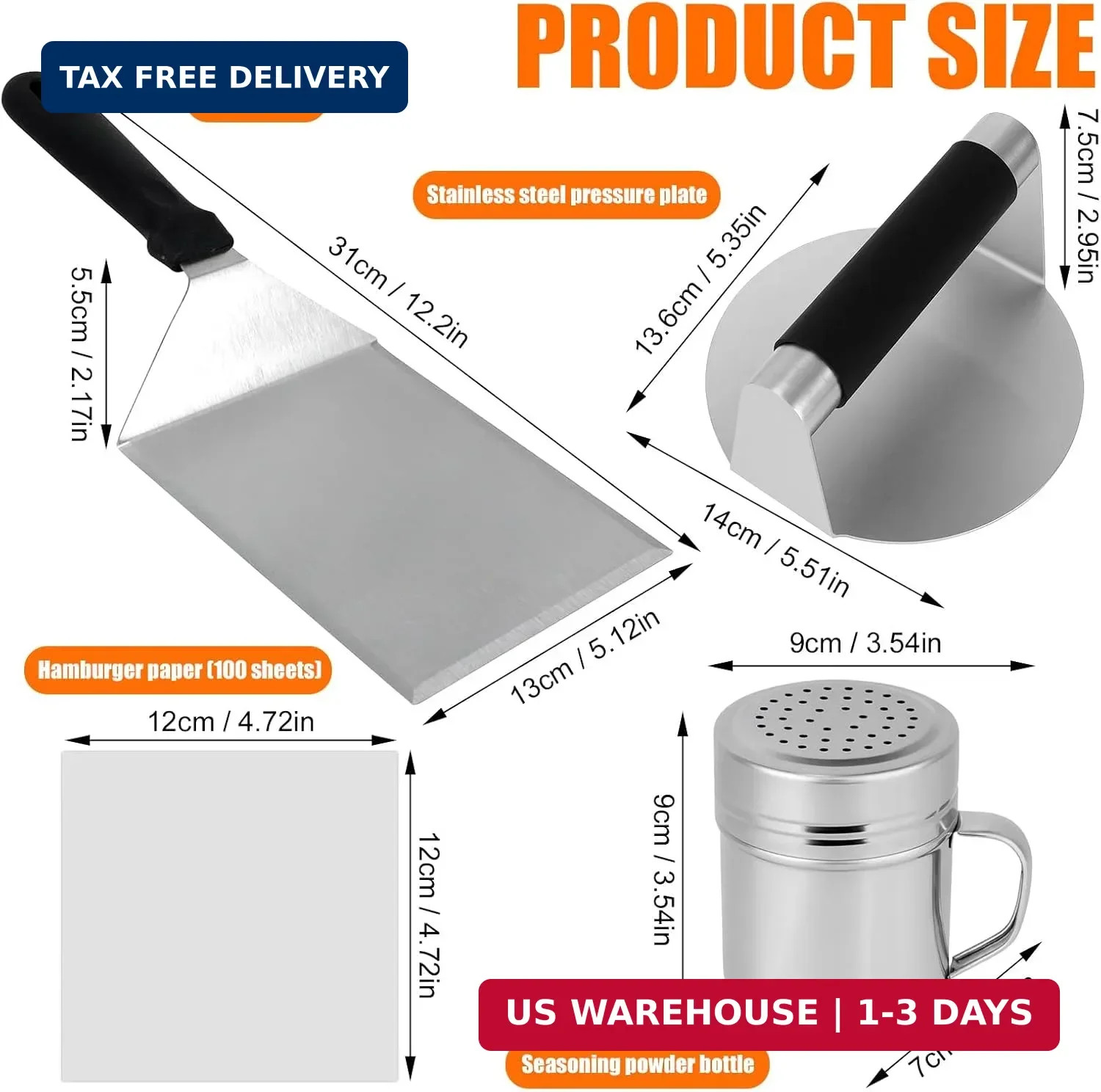 Flattened Burger Press Smash Kit, Includes Stainless Steel Smasher Plate Grill S gallery