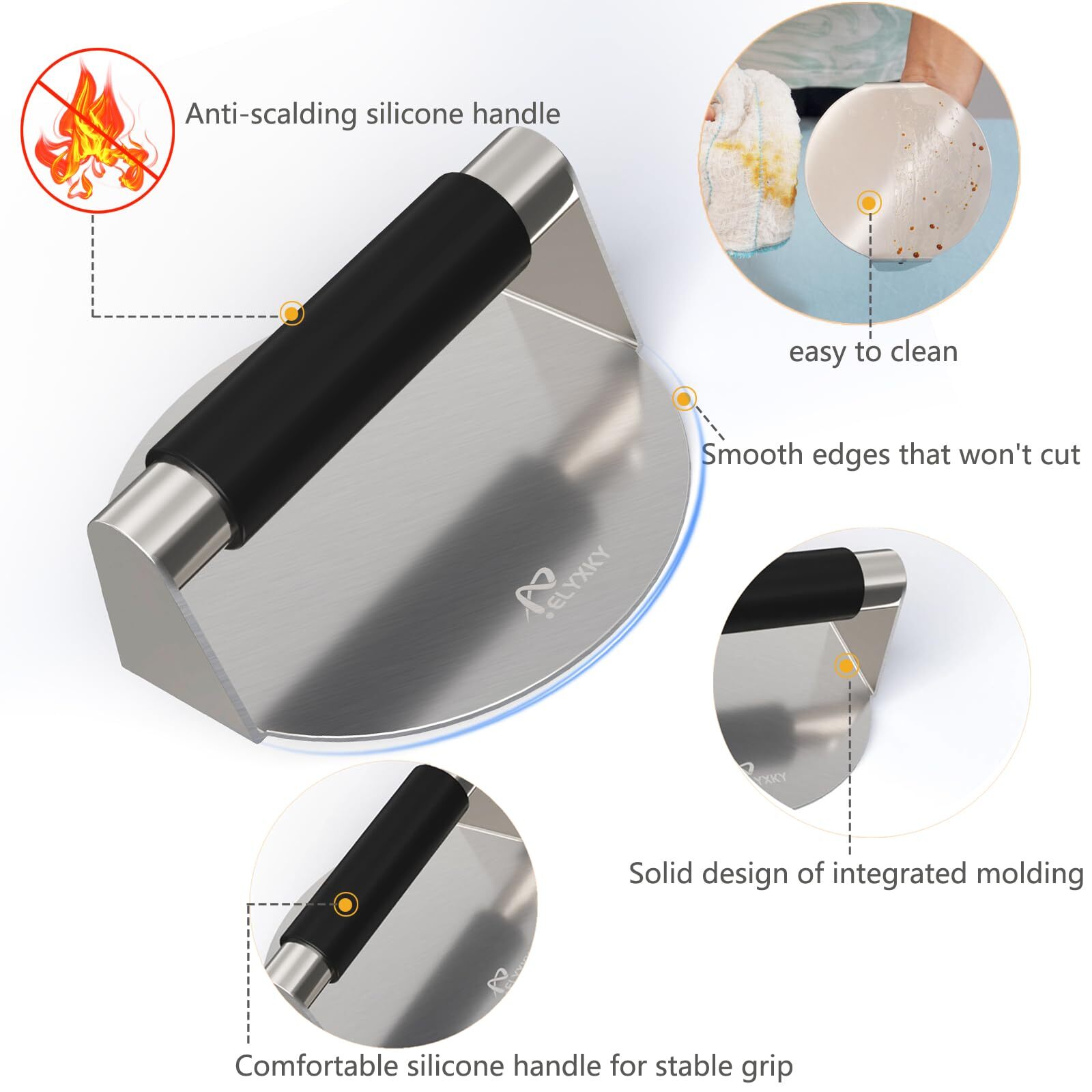 5.5 Inch Burger Press Food Grade 304 Stainless Steel Hamburger Patty Maker wi... gallery