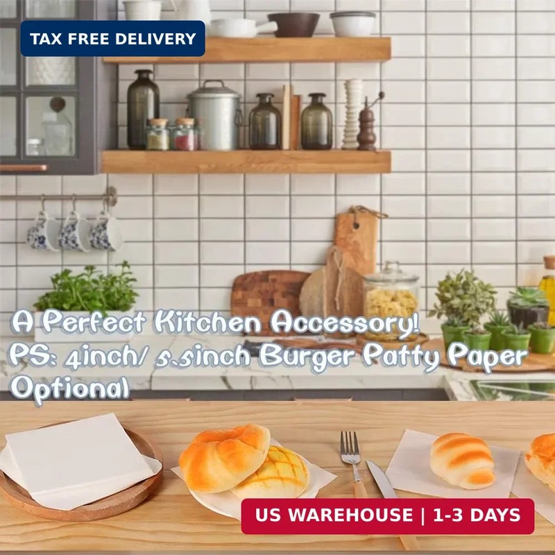 Burger Patty Paper, 5.5 x 5.5in, Set of 300, Patty Paper Squares, Baking Parchme gallery