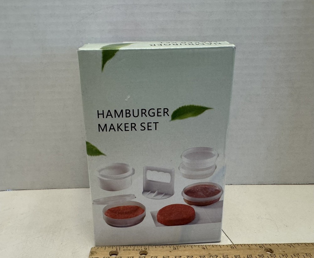 Miles Kimball Hamburger Maker Set Patty Press + 4 Storage Containers + Box