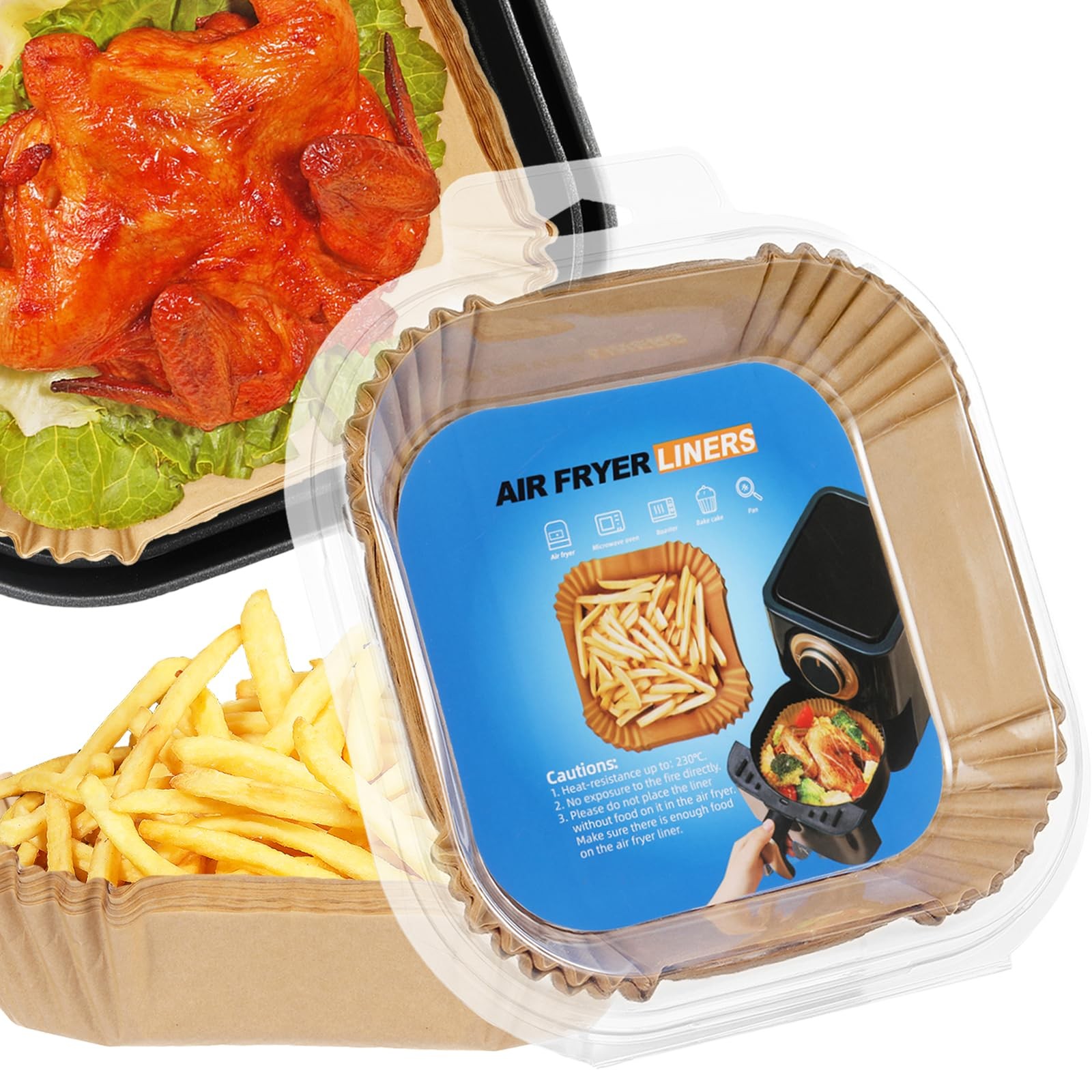 Somoga Thick Air Fryer Paper Liners Disposable 6.5inch-100PCS, Paper-Square gallery