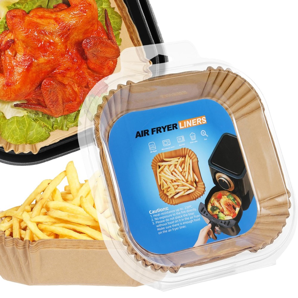 Somoga Thick Air Fryer Paper Liners Disposable 6.5inch-100PCS, Paper-Square