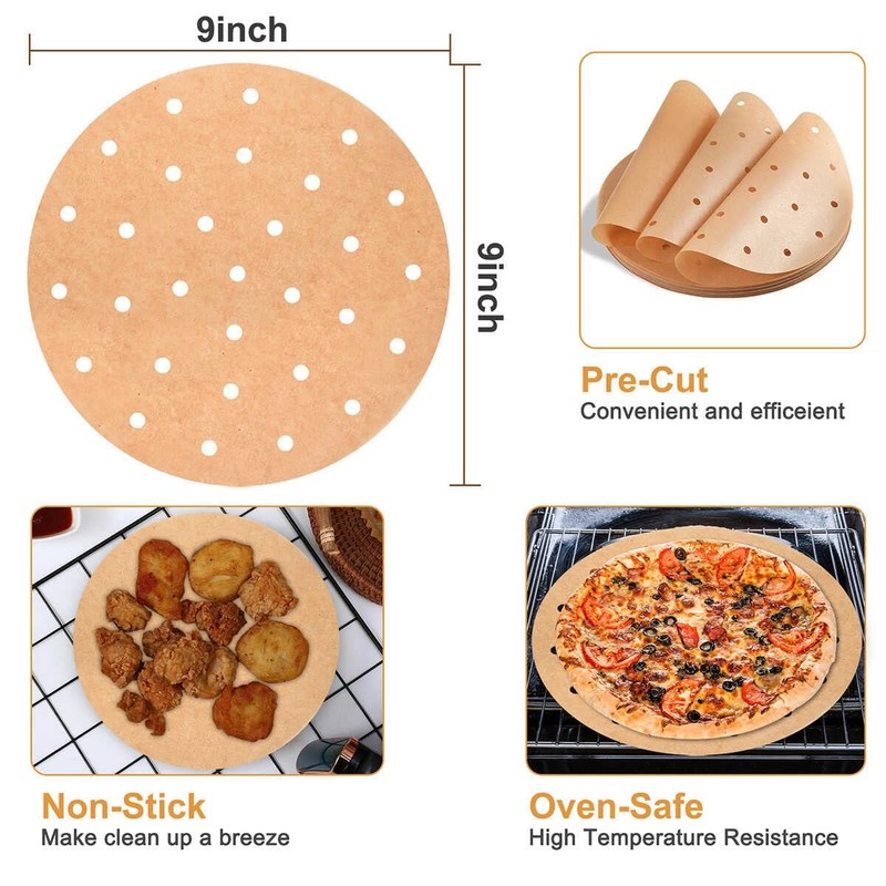 Safmord Air Fryer Parchment Paper, 9 Inch 200 Count (Pack of 1), Wood color gallery
