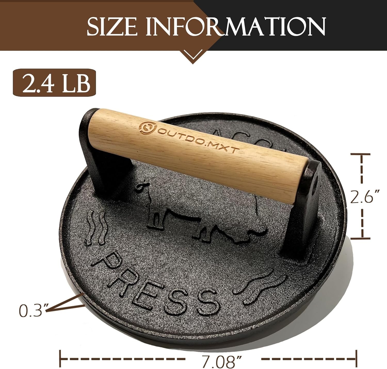 Burger Press Smash for Blackstone Griddle Heavy Duty Cast Round gallery