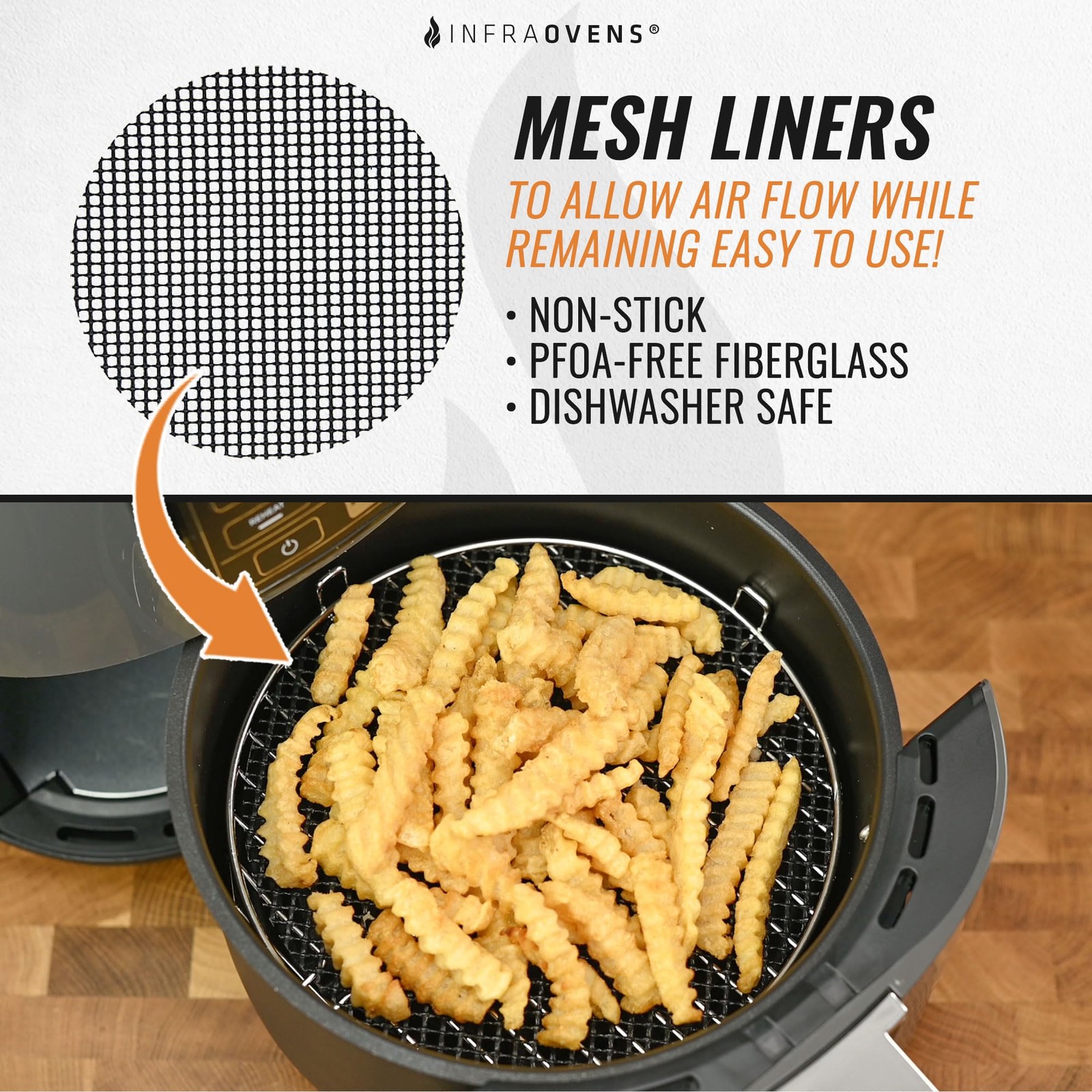 INFRAOVENS Air Fryer Liners Round Reusable Replacement for Small, Black gallery