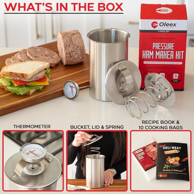 Multipurpose Stainless Steel Meat Press with Heavy-Duty Spring and Accessories gallery