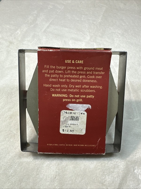 Sur La Table Square Burger Press Stainless Steel Brand New Unused 1/2 Lb Patties gallery