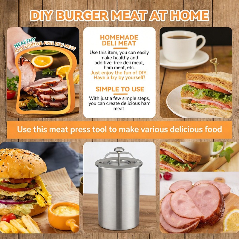 Stainless Steel Ham Maker Meat Press with Thermometer,Homemade Lunch Meat Mak... gallery