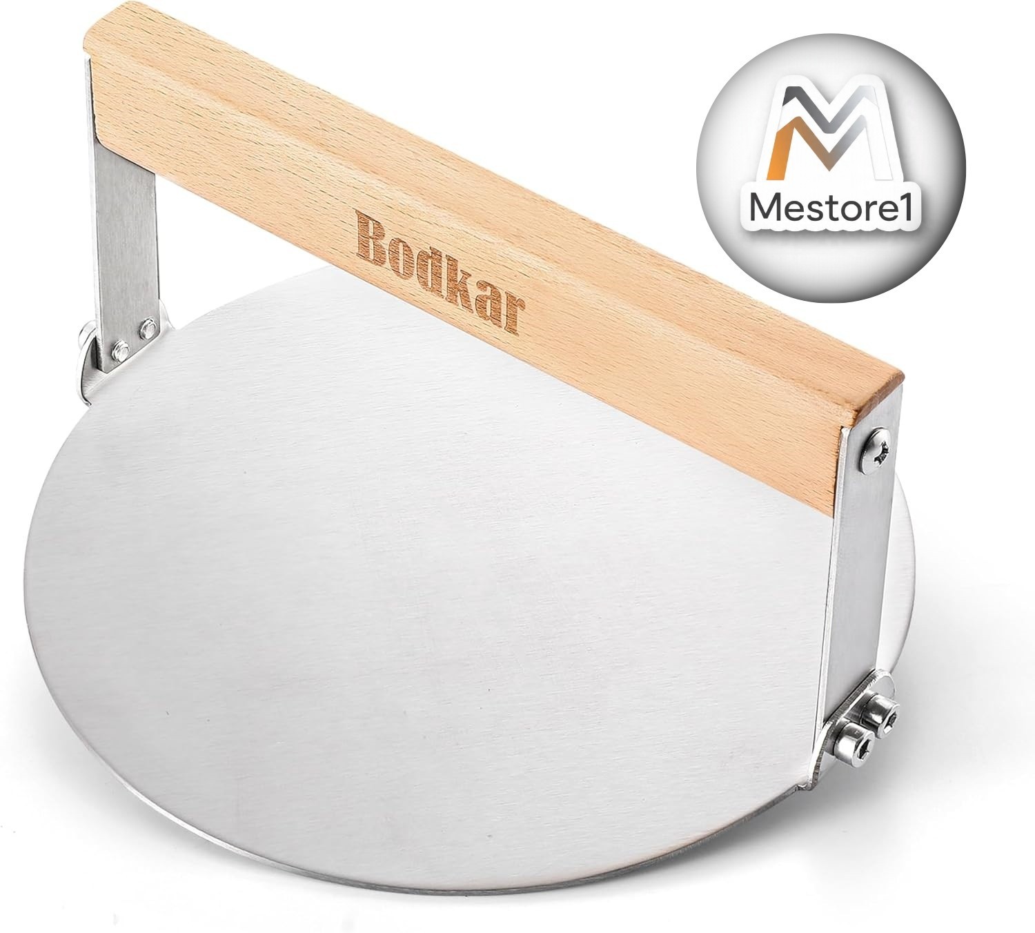 bodkar Smash Burger Press 6 Inch Round Stainless Steel Burger Smasher with Wood gallery