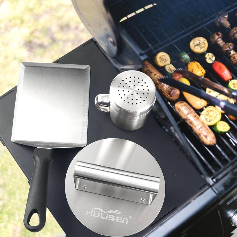 Smashed Burger Kit Stainless Steel Burger Press Grill Spatula and Spice Dredge gallery