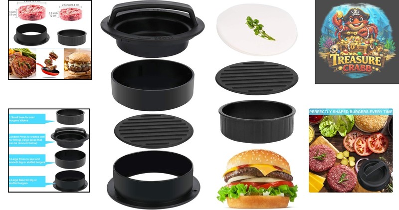 BPA-Free Stuffed Burger Press - 3 Sizes, Easy to Clean, Bonus Papers gallery