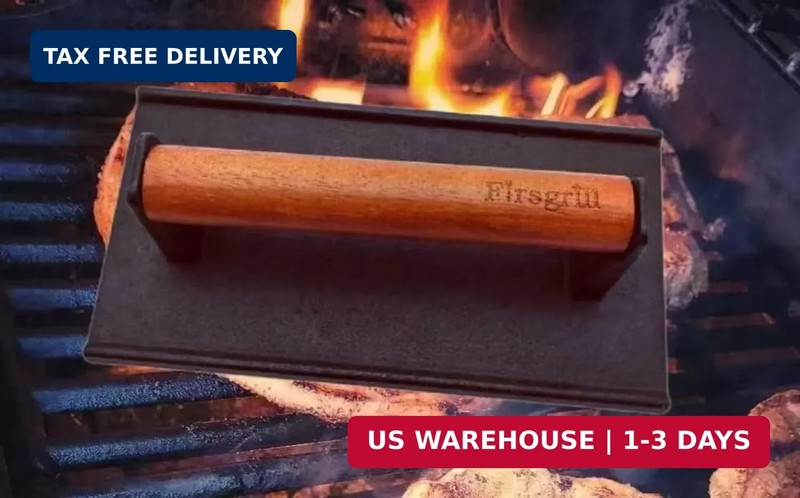 Firsgrill Burger Press 7.08" Round & 8.3"X4.3"Rectangle Heavy-Duty Cast Iron Sma gallery