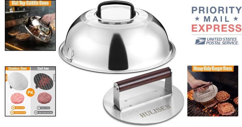 Heavy-Duty 8.5-Inch Burger Press with 12-Inch Basting Cover for Seamless Cooking gallery