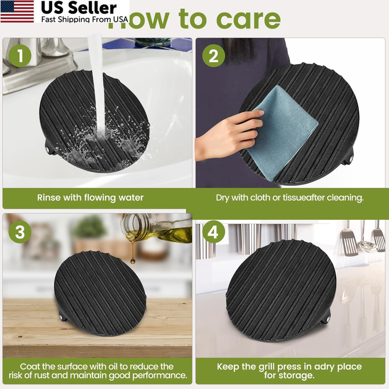 Whaleme Smashed Burger Press, 7” Round Heavy-Duty Cast Iron Round, BLACK gallery