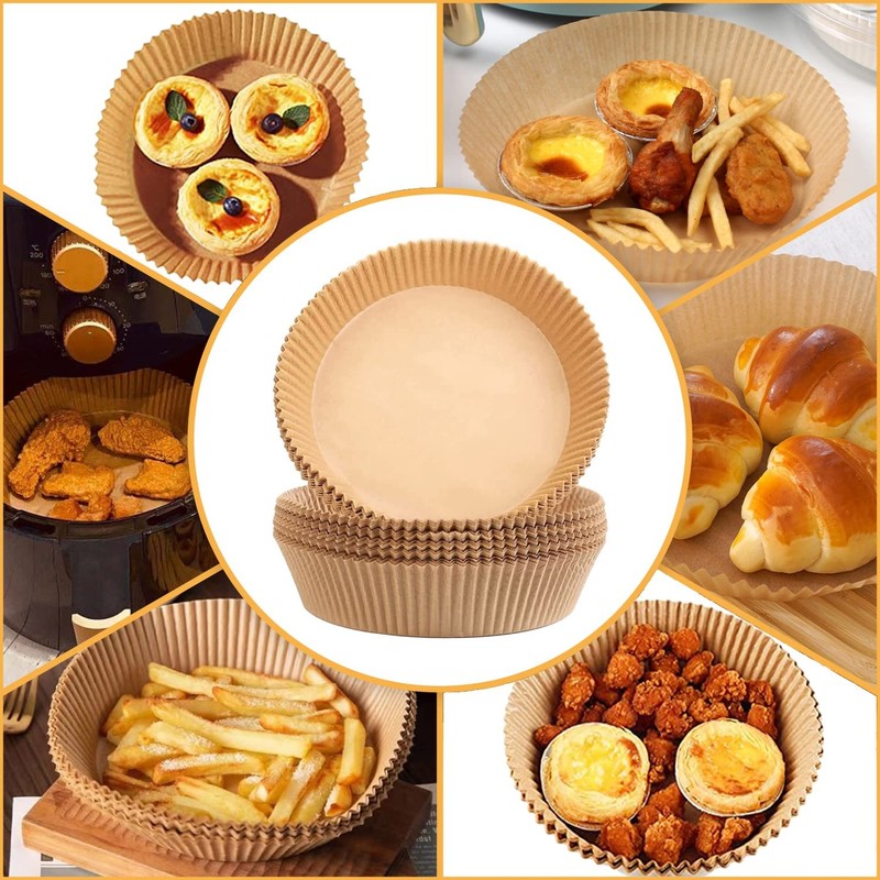 Air Fryer Disposable Paper Liner- 100 Pcs Non Round-6.3''(100 pcs), Natural gallery