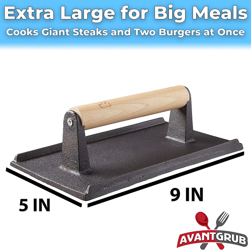 Pro Grade, Pre Seasoned Cast Iron Grill Weight 2Pk. Heavy Duty Steak and Burger gallery