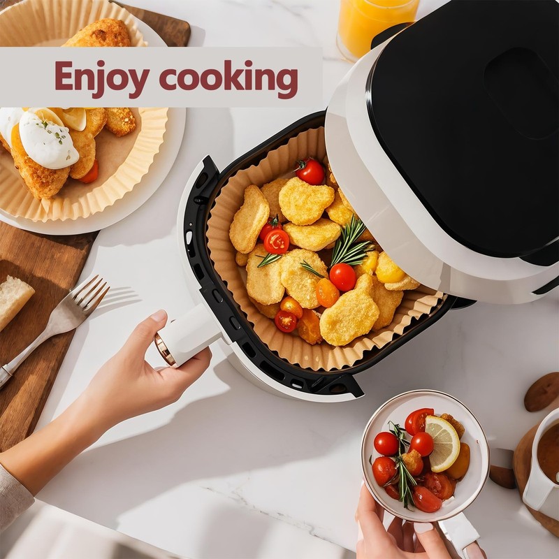 9 Inch Air Fryer Liners Disposable, 125 Pack Parchment 9in-Square, Khaki gallery