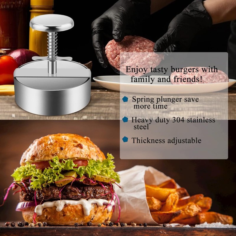 Burger Press Adjustable Hamburger Meat Patty Maker NonStick Stuffed Molds gallery
